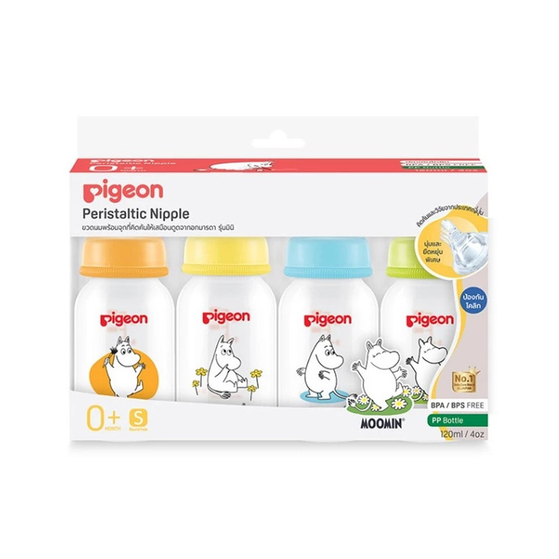 Pigeon พีเจ้น ขวดนมมาตรฐาน RPP MOOMIN ลายมูมิน จุกมินิ 4ออนซ์ แพ๊ค4