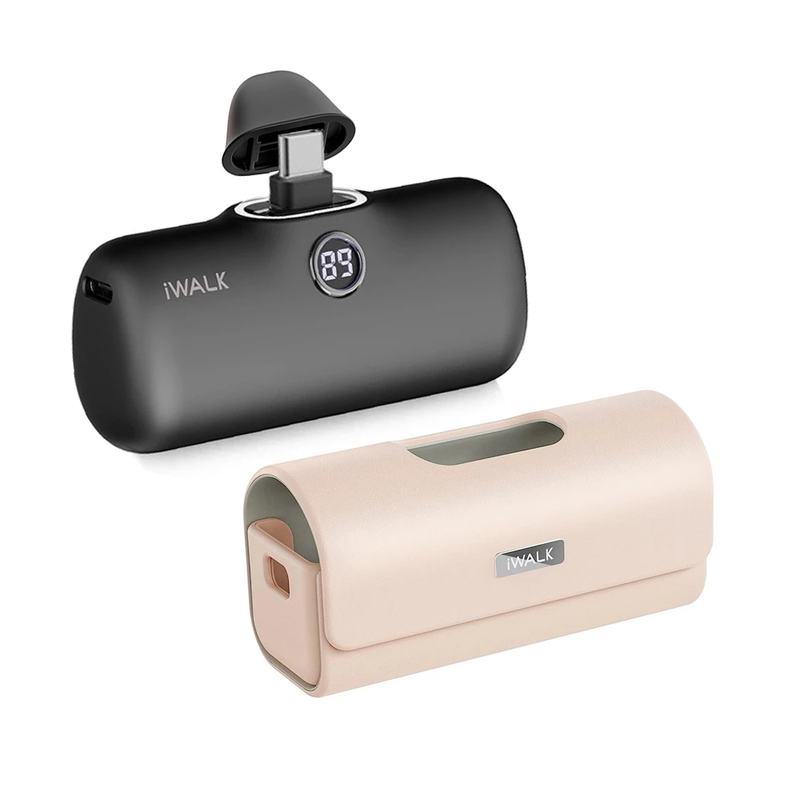 iWALK LinkPod Pro5000PC+LinkPod Bag แบตสํารองไร้สายพร้อมกระเป๋าเคสหัวชาร์จTypeCรองรับiPhone16,15 Black-PinkBag