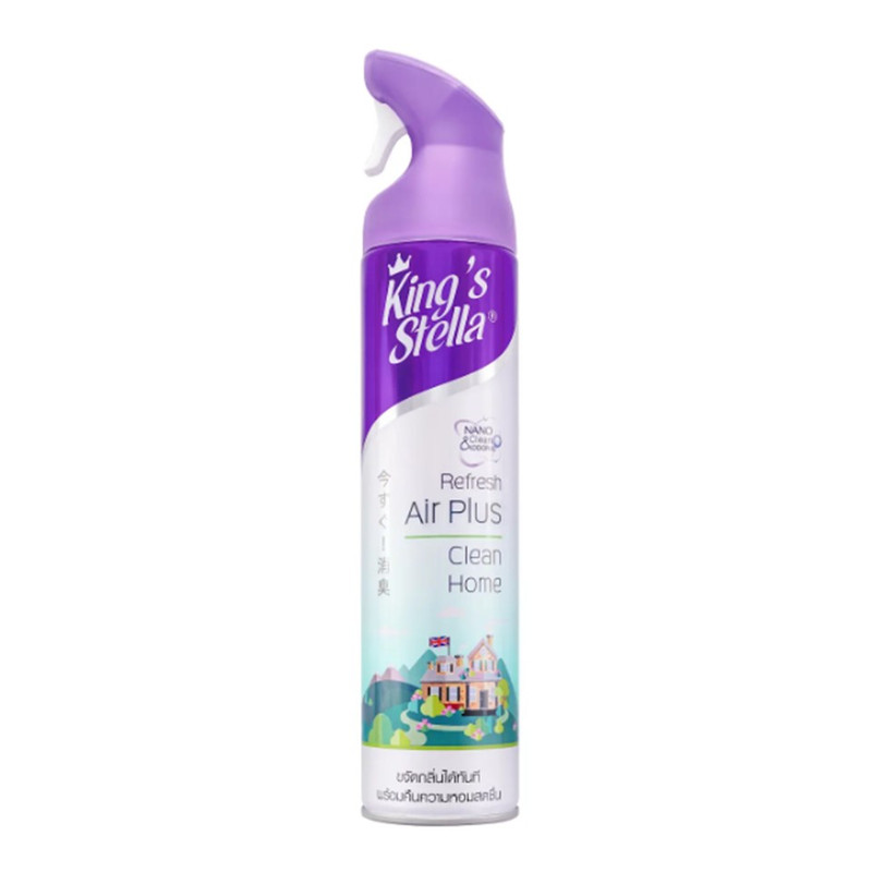 King's Stella (คิงส์สเตลล่า) Refresh Air Plus น้ําหอมปรับอากาศ ขจัดกลิ่นอับ กลิ่นเหม็น ห้องน้ํา ห้องครัว 300ml Clean Home