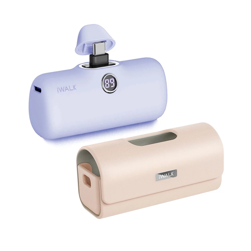 iWALK LinkPod Pro5000PC+LinkPod Bag แบตสํารองไร้สายพร้อมกระเป๋าเคสหัวชาร์จTypeCรองรับiPhone16,15 Purple-PinkBag