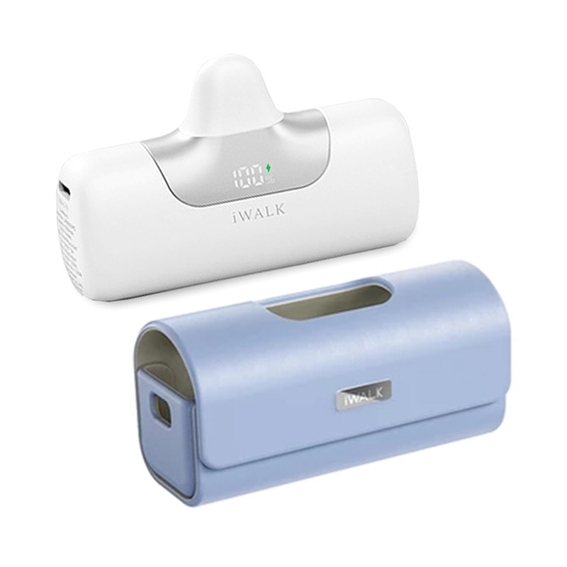 iWALK LinkPod5+LinkPod Bag แบตสํารองพกพาแบบหัวชาร์จไร้สายพร้อมกระเป๋าเคสหนัง ใส่ได้อย่างลงตัว White+PurpleBag