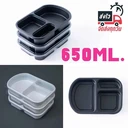 Thumbnail 4 of Matapat กล่องข้าว3หลุม ขนาด 650มล. (ดำ) รุ่นฝาล็อคปิดสนิท กล่องเดลิเวรี่ กล่องอาหารพลาสติก กล่องข้าวเวฟได้ (25ชุดพร้อมฝา) L-32