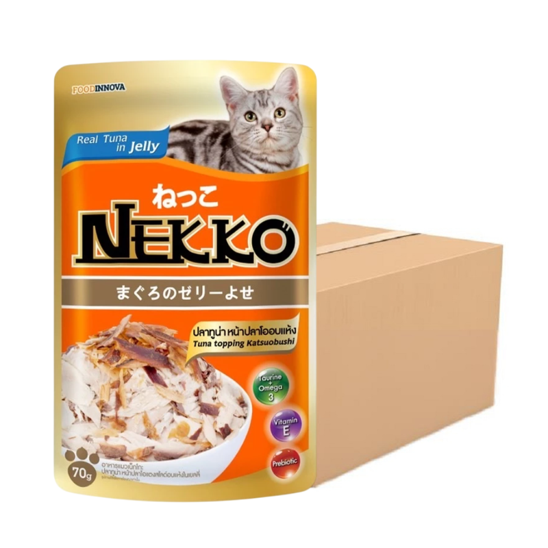 Nekko Jelly ปลาทูน่าหน้าปลาโออบแห้งในเยลลี่ 70g x 48 ซอง