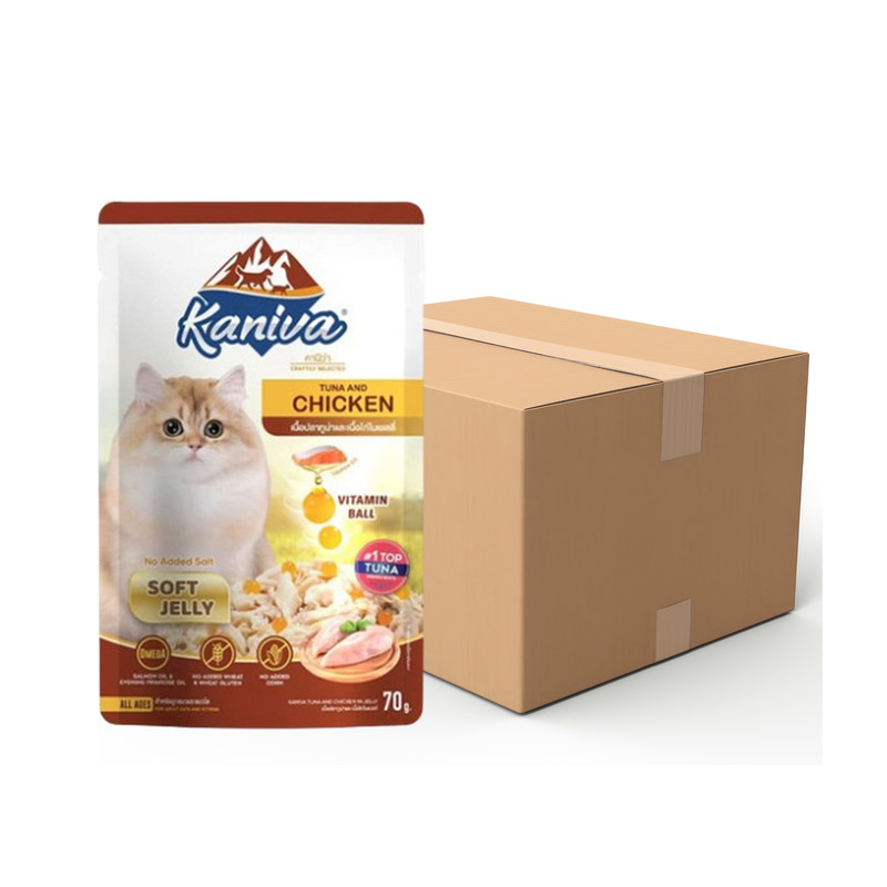KANIVA Cat Food Tuna And Chicken Pouch Soft Jelly 70 g x 12