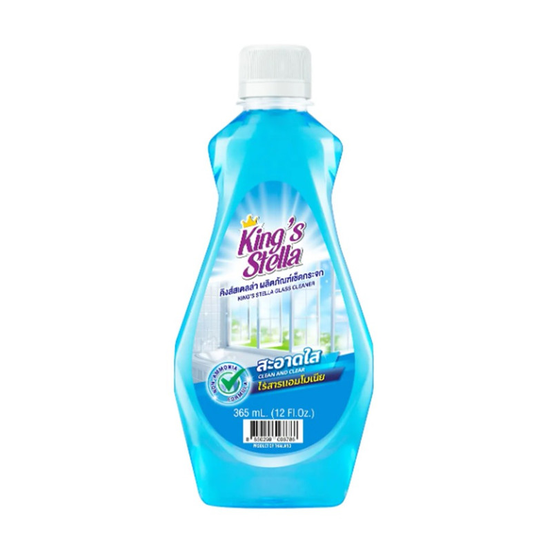 King's Stella (คิงส์สเตลล่า) Glass Cleaner น้ํายาเช็ดกระจก ไม่มีแอมโมเนีย  ขจัดความมัน ทําความสะอาดกระจก 365ml. [Refill]