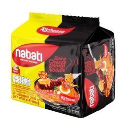 Thumbnail 3 of NABATI Instant Ramen Spicy Cheese Fire Level 3 Flavor 67 g x 4
