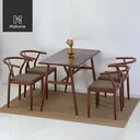 Thumbnail 2 of HAKONE เก้าอี้กินข้าว มีที่วางแขน เบาะผ้า โครงเหล็กลายไม้ 55 x 41.5 x 73 ซม. ขาสีวอลนัท เบาะสีน้ำตาล