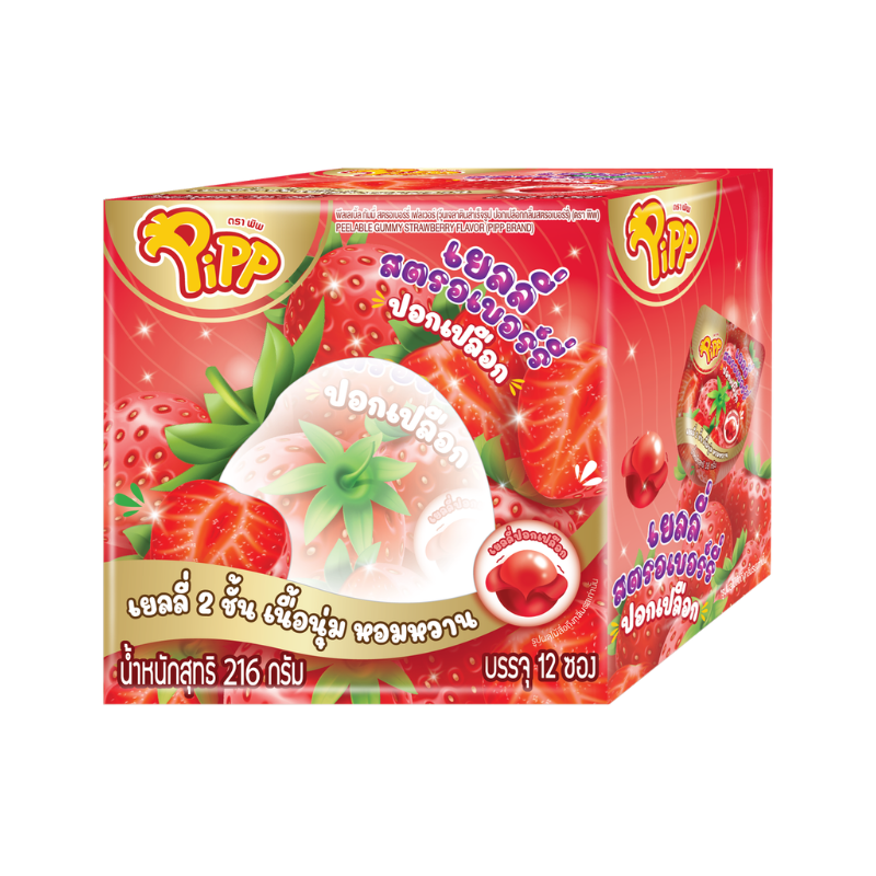 PEELABLE GUMMY STRAWBERRY FLAVOR (PIPP BRAND) 18g x 12 pcs