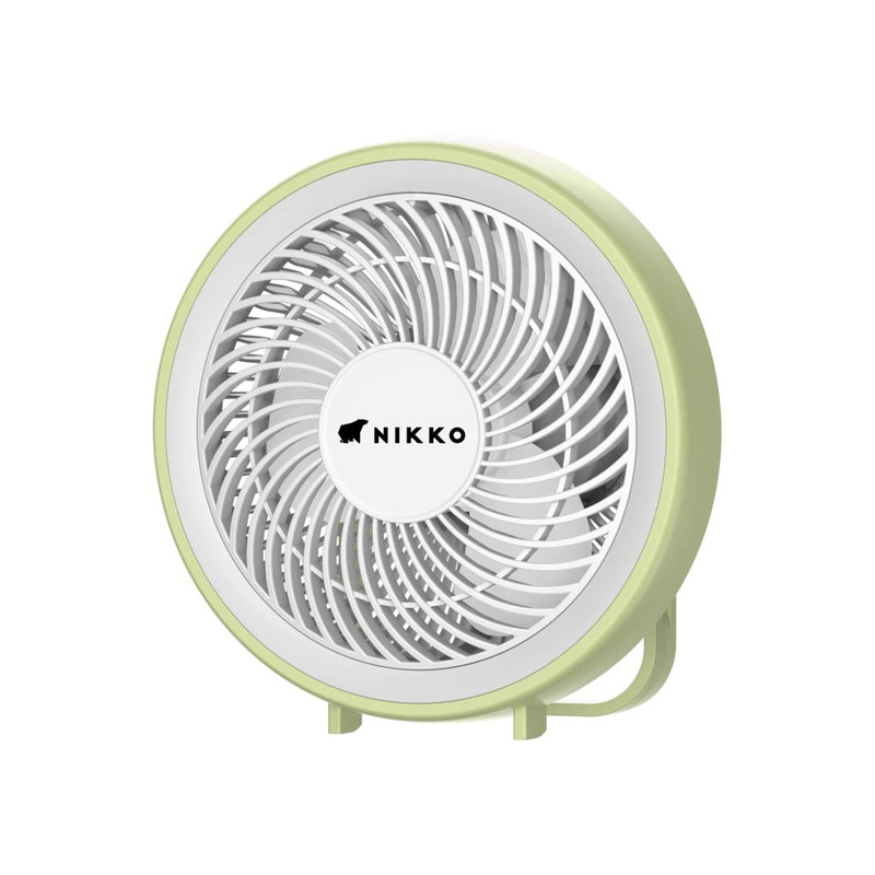 NIKKO นิกโก้ พัดลมชาร์จไฟพร้อมโคมไฟ แบบพกพา  6 นิ้ว (NK-MF-L2766) เขียวNK-MFL2766G