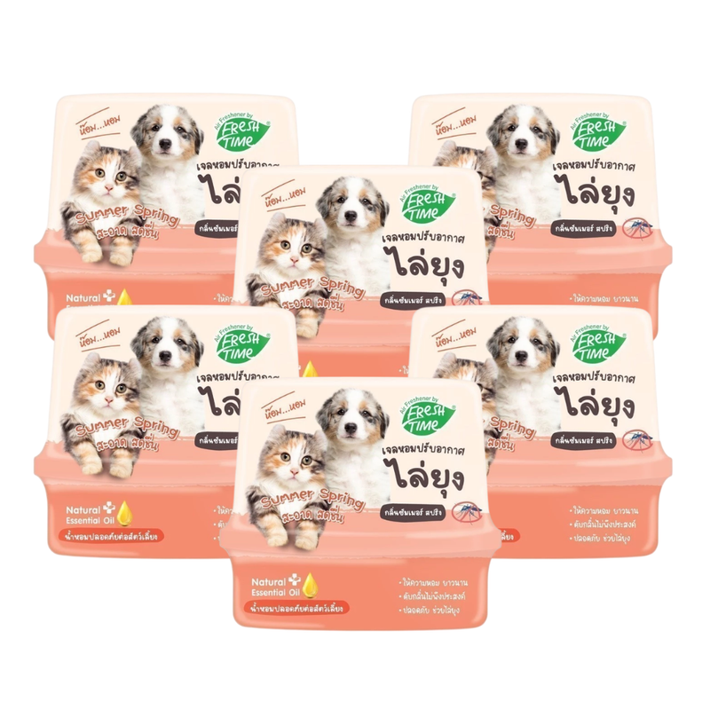 [แพ็ค6ชิ้น] Fresh Time เจลหอมปรับอากาศไล่ยุง กลิ่นซัมเมอร์สปริง ขนาด 180 กรัม