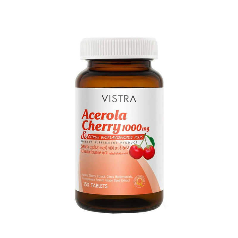VISTRA Dietary Supplement Acerola Cherry 1000 mg & Citrus Bioflavavonoids Plus 150 Tablets