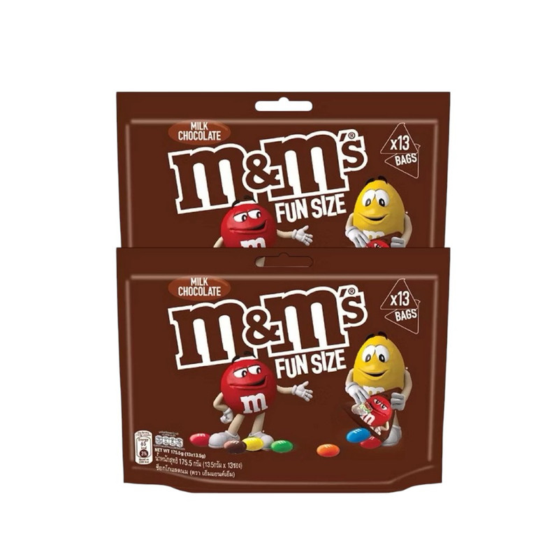 [แพ็ก 2 ชิ้น] M&M's Milk Choco เอ็มแอนด์เอ็ม ช็อกโกแลตนม ฟันไซส์ 175.5 กรัม x2