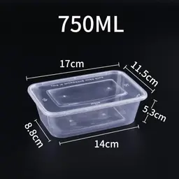 Thumbnail 2 of HF กล่องอาหารพลาสติก พร้อมฝา 750 มล. จำนวน 50 ชุด