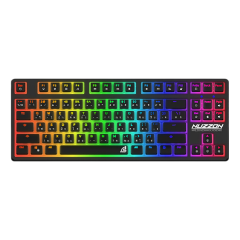 WIRELESS KEYBOARD (คีย์บอร์ดไร้สาย) SIGNO KB-751BLK NUZZON (BLACK) (BLUE OPTICAL SWITCH - RGB LED - EN/TH)