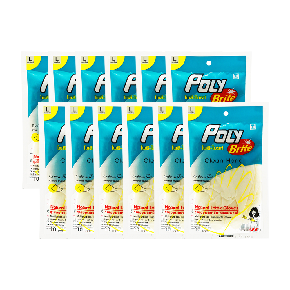 Poly-Brite Gloves Extra Thin Size L 10 pcs x 12 packs