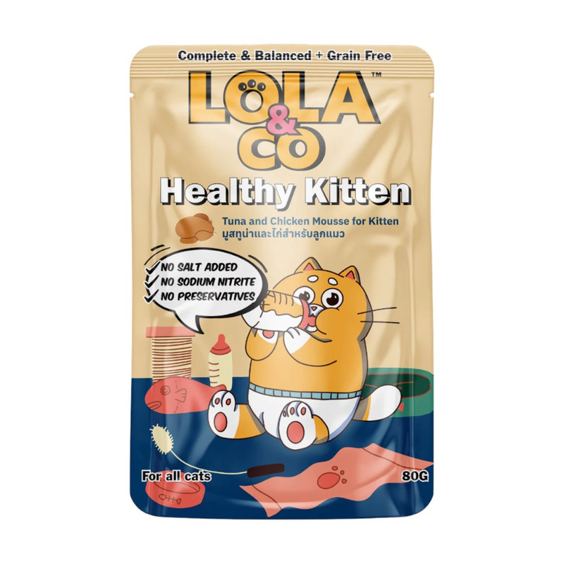 [1 ซอง] Lola & Co อาหารเปียก สูตร Complete & Balance ขนาด 80 กรัม RM02-Healthy Kitten