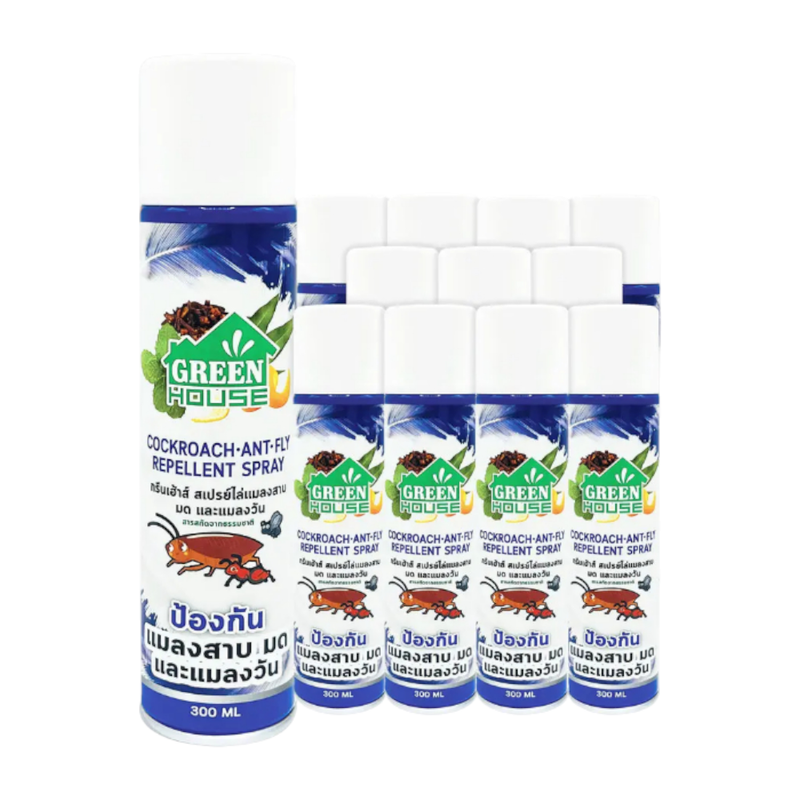 GREEN HOUSE COCKROACH ANT FLY REPELLENT SPRAY 300 ML X 12