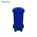 Thumbnail 1 of ถังขยะพลาสติก สีน้ำเงิน แบบเท้าเหยียบ มีล้อ 120 ลิตร - CHINTER F128-S946-C02
