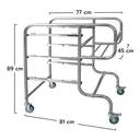 Thumbnail 3 of รถเข็นเก็บจานสแตนเลส พร้อมถาด 3 ใบ และ ถัง 2 ใบ (รุ่นขาโค้ง)