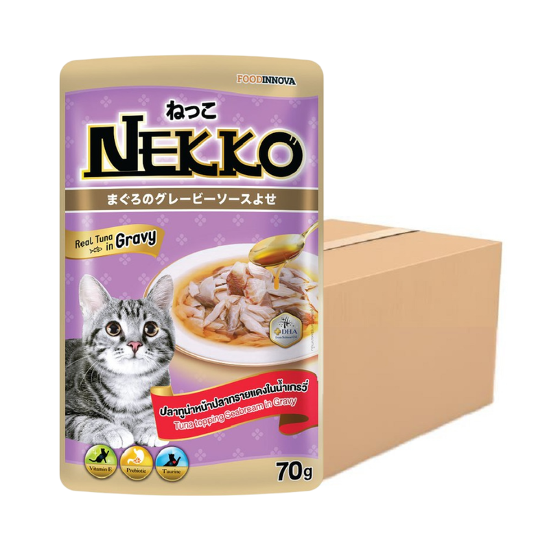 Nekko เกรวี่หน้าปลาทรายแดง 70g. (สีแดง) x 48 ซอง