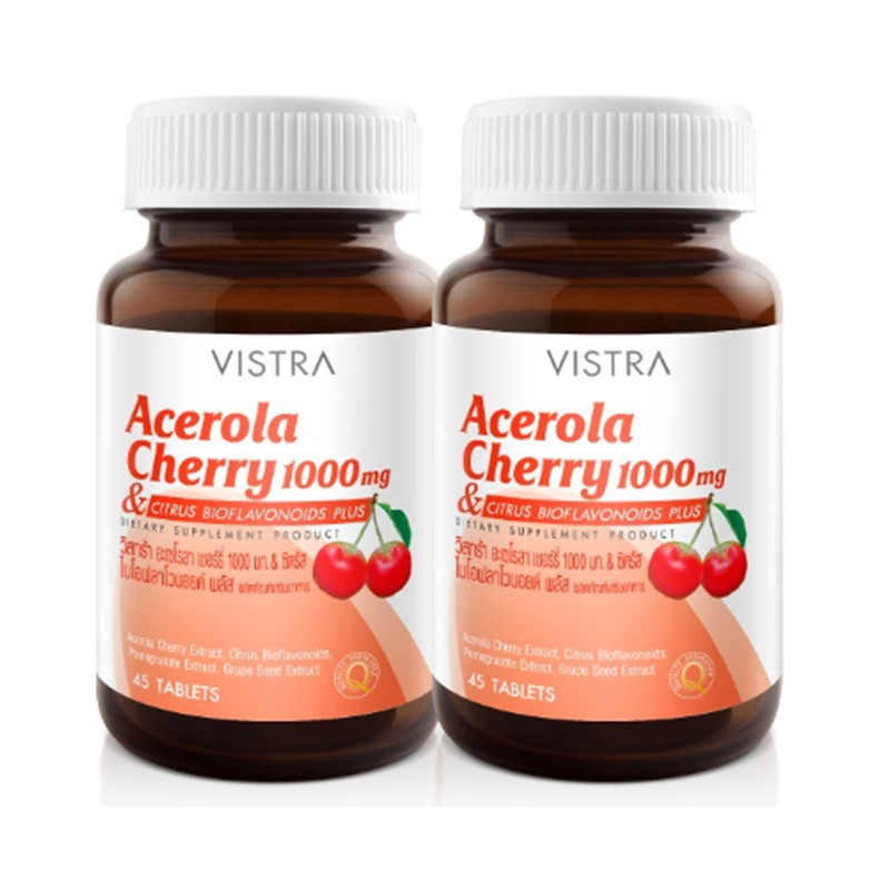 VISTRA Dietary Supplement Acerola Cherry 1000 mg 65.25 g  45 Tablets x 2
