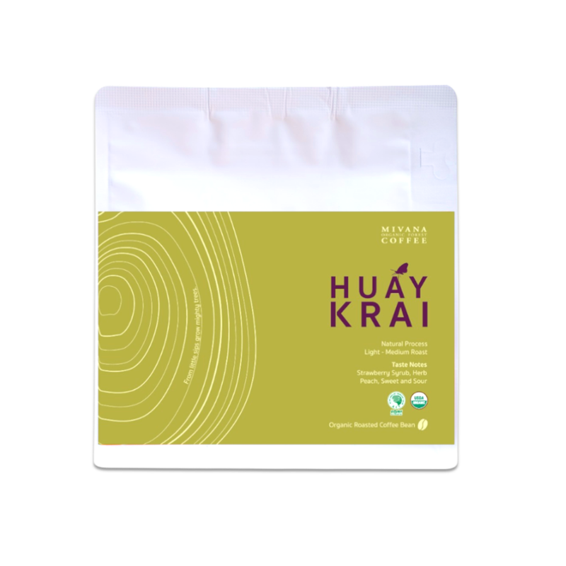 MIVANA COFFEE - HUAY KRAI (LIGHT-MEDIUM ROAST) ORGANIC ARABICA ROASTED COFFEE BEANS 100g.