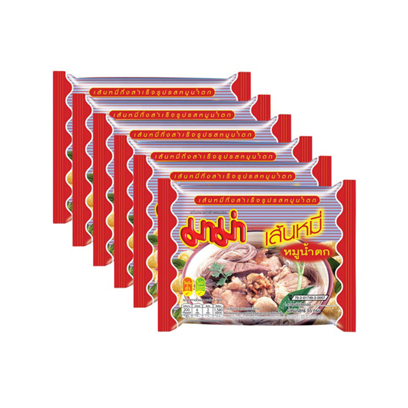 มาม่าเส้นหมี่หมูน้ําตก แพค 6 ซอง
