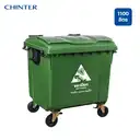 Thumbnail 1 of ถังขยะพลาสติก สีเขียว มีล้อ หูพลาสติก 1,100 ลิตร สกรีนขยะเปียก - CHINTER F522-S946-C04 สกรีนขยะเปียก