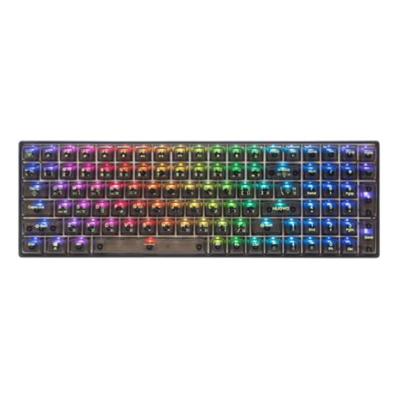 WIRELESS KEYBOARD (คีย์บอร์ดไร้สาย) NUBWO X38 BARRAHZ (TRANSPARENT BLACK-GREEN) (CIY BLUE SWITCH RGB EN/TH)