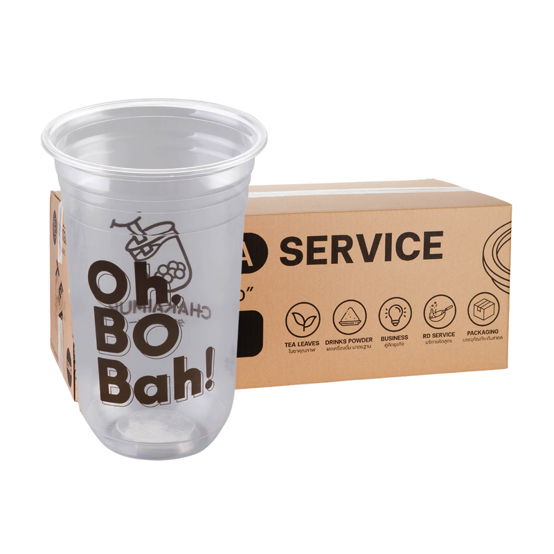 [OBB22U] Plastic Bubble Tea Cup 22 oz 95 mm Capsule Shape (50 pcs/pack) x 5 Packs
