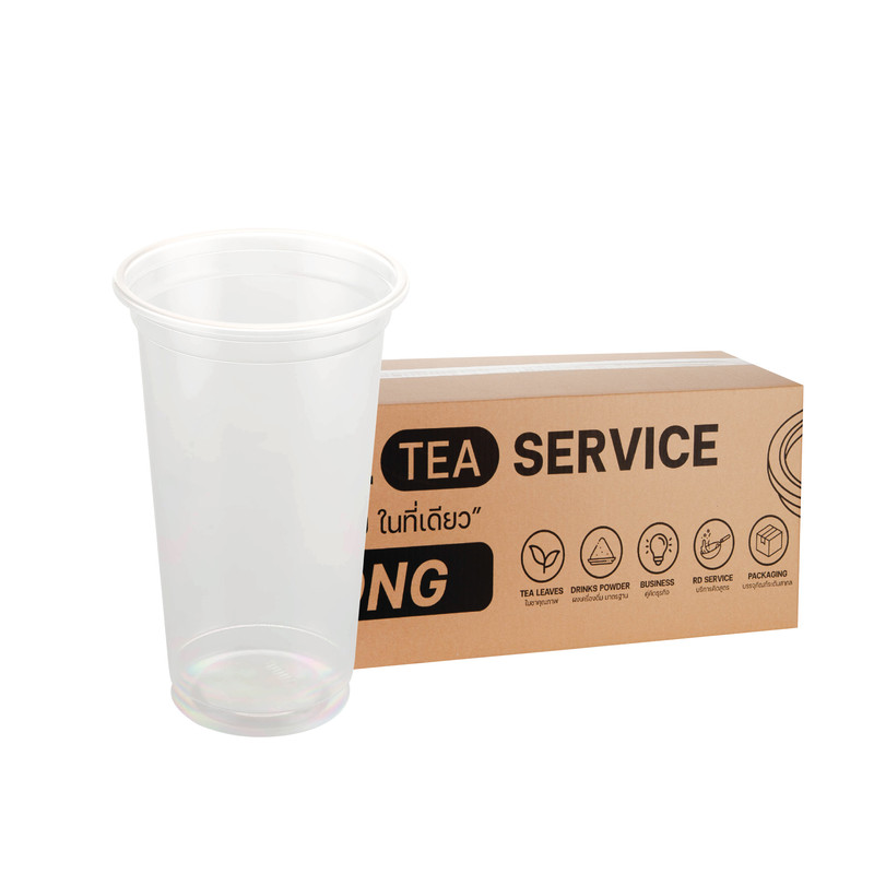 [N22] Plastic Bubble Tea Cup 22 oz 95 mm Stright Shape (50 pcs/pack) x 5 Packs