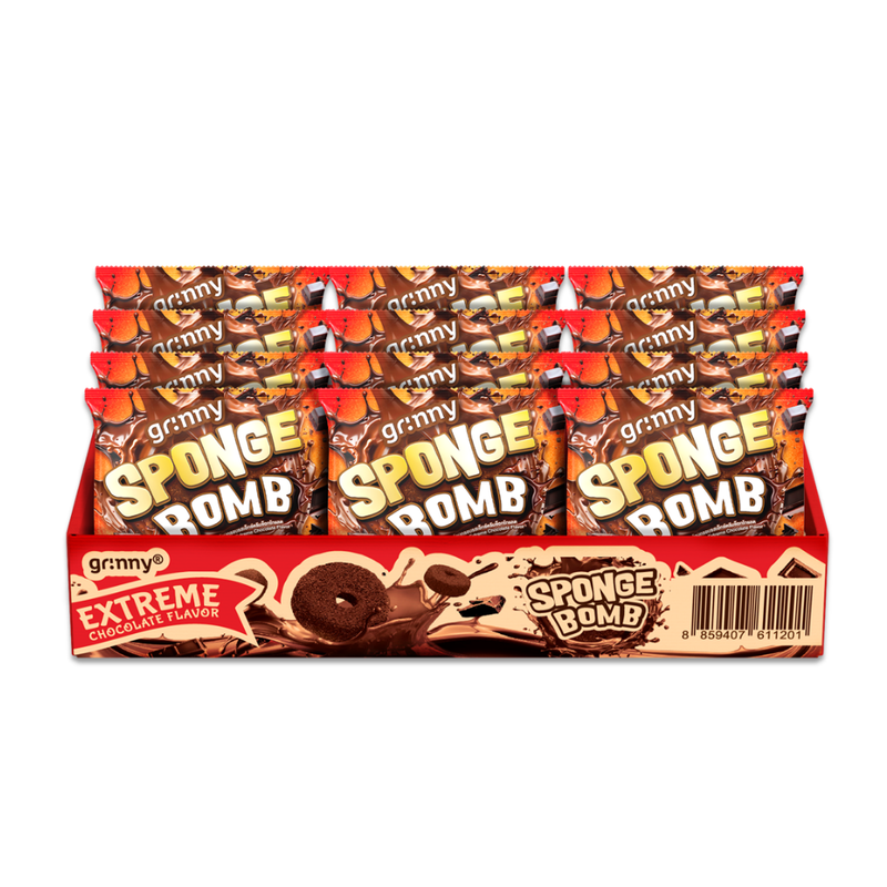 GRINNY SPONGE BOMB SNACK EXTREME CHOCOLATE FLAVOR 15G. (PACK 12PCS)