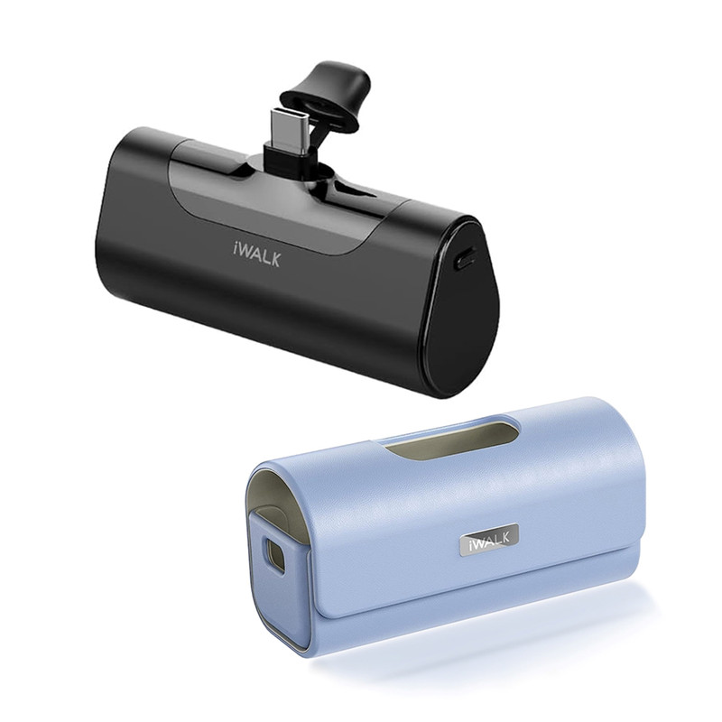 iWALK LinkPod4+LinkPodBagแบตสํารองหัวชาร์จไร้สายพร้อมเคสกระเป๋าหนังใส่ปกป้องตัวแบตสํารองได้เป็นอย่างดี Black+PurpleBag