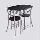 Thumbnail 1 of HomeHuk ชุดโต๊ะกินข้าว พร้อมเก้าอี้ 2 ตัว สีดำ โครงเงิน