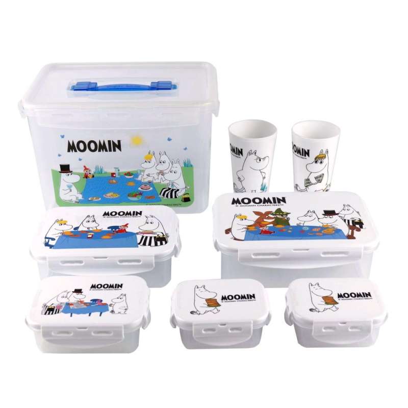 Super Lock Genuine Licensed Moomin Food Storage Container Microwave Safe 6819 x 6 + Cup