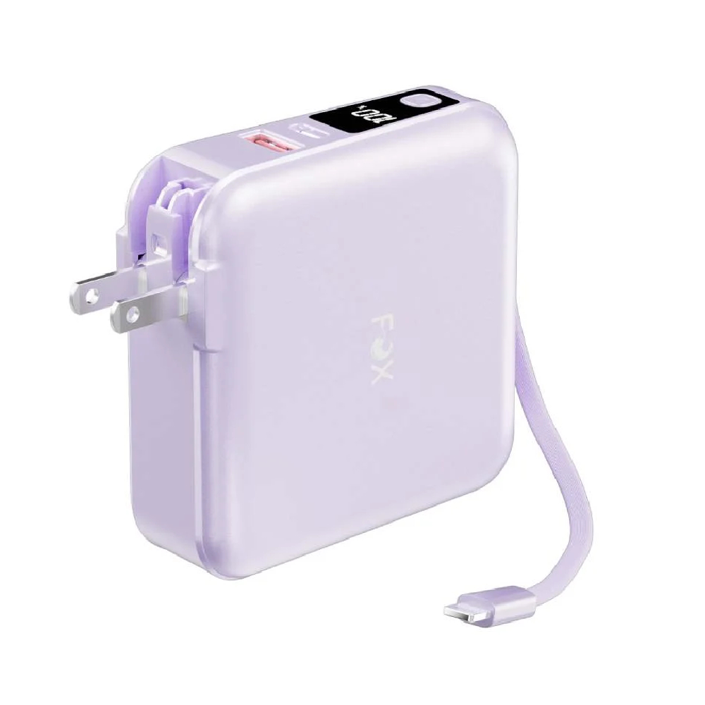 FOX Power bank 15000 mAh 2-in-1 Cable Model FOX- B19 Purple