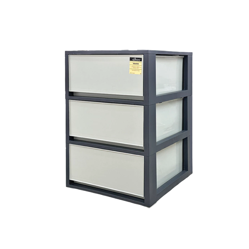 DKW Official HH-470/3 ตู้ลิ้นชักอเนกประสงค์ Modular 3ชั้น Mutipurpose drawer 3tiers สีขาวทึบ-กรอบเบจ3ชั้น