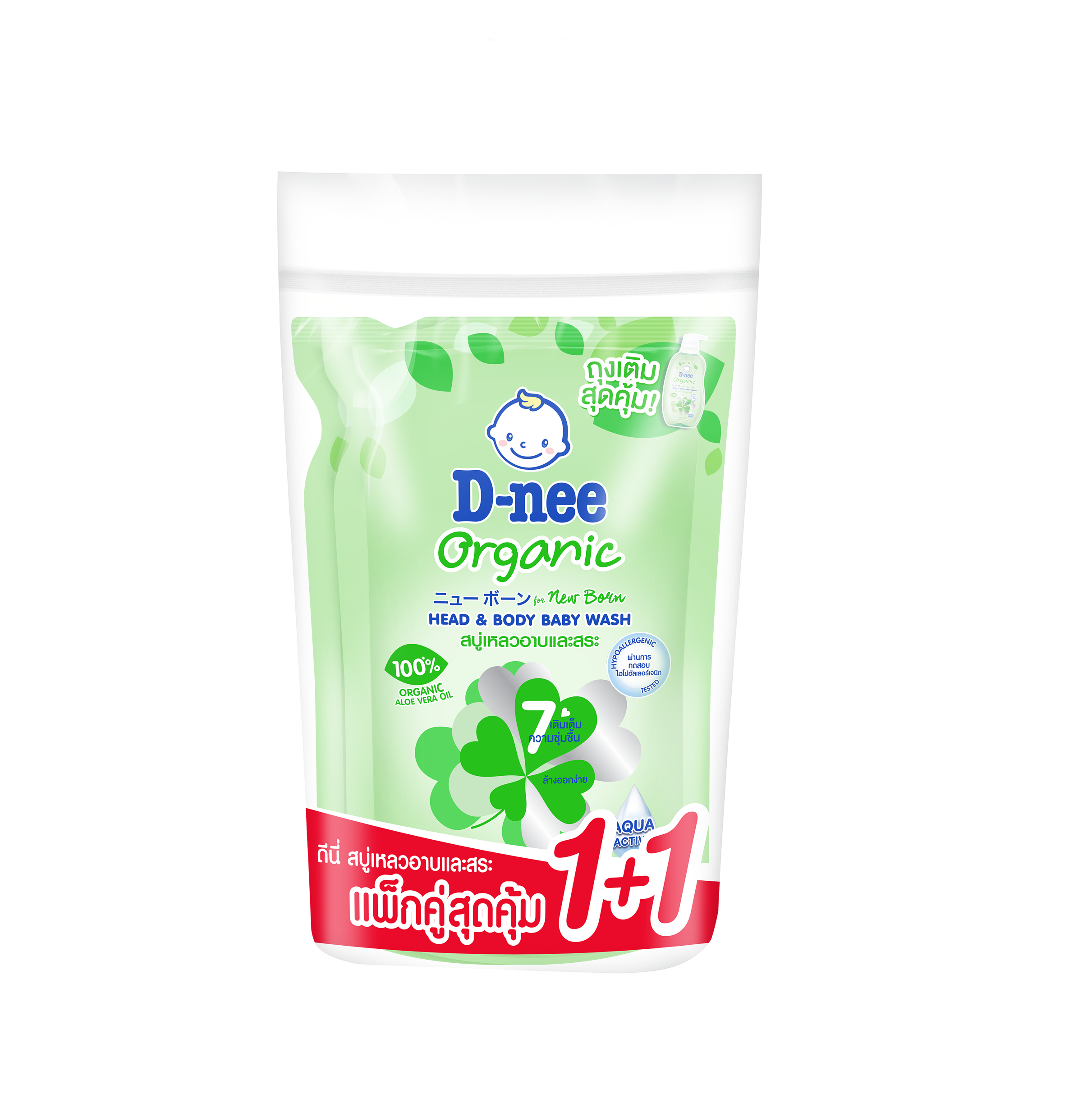 D-nee Organic  Head & Body Baby Wash 350+350 ml x12