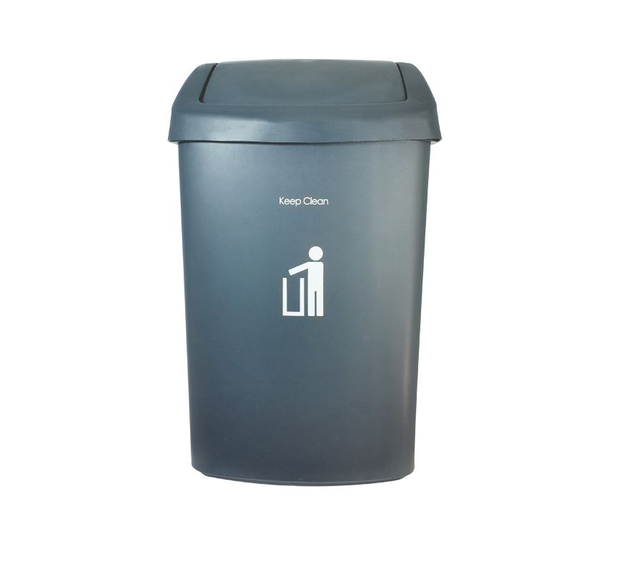DKW (official store) Swing lid trash can, model HH-206P, size 50 liters, black-gray
