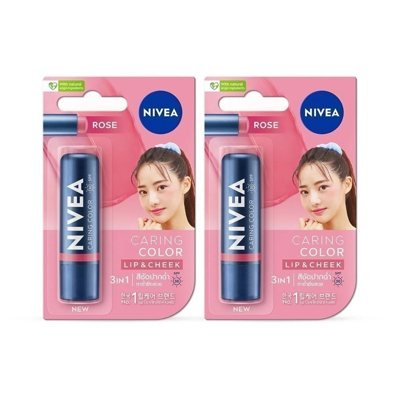 NIVEA Caring Color Rose Lip Care SPF 30 4.8 g. x 2