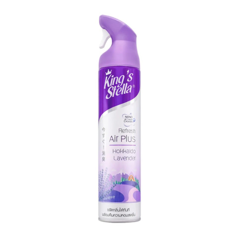 King's Stella (คิงส์สเตลล่า) Refresh Air Plus น้ําหอมปรับอากาศ ขจัดกลิ่นอับ กลิ่นเหม็น ห้องน้ํา ห้องครัว 300ml Hokkaido Lavender