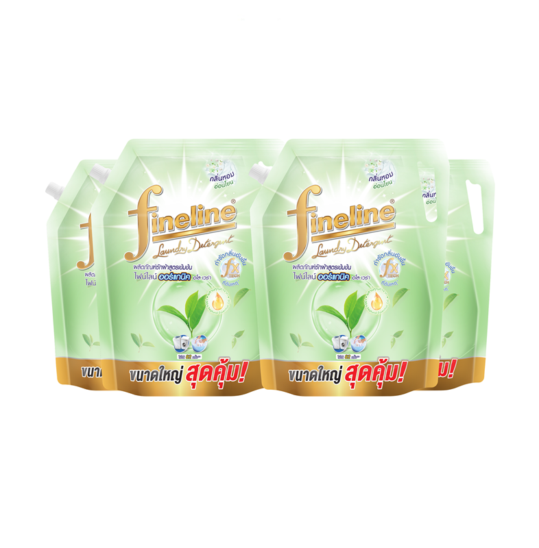 [Case] Fineline Liquid Detergent Concentrate Organic  Aloe Vera 1850ml. X4, Green