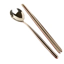 Thumbnail 1 of Twin Fish ช้อนเกาหลี และตะเกียบ (4 คู่ /ชุด)รับประกันปลอดสนิม รหัสCP&KS