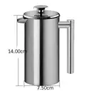 Thumbnail 2 of เหยือก กาชงกาแฟ ที่ชงกาแฟสแตนเลสผนัง 2 ชั้น Cylinder ขนาด 3 ถ้วย -สแตนเลส