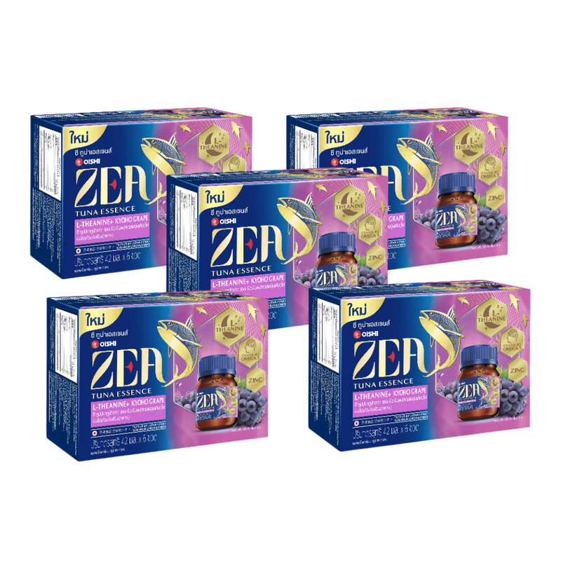 ZEA Tuna Essence L-THEANINE+KYOHO GRAPE ซี ทูน่า แอล-ธีอะนีน พลัส เคียวโฮเกรป (6 ขวด) 4กล่อง + 1กล่อง
