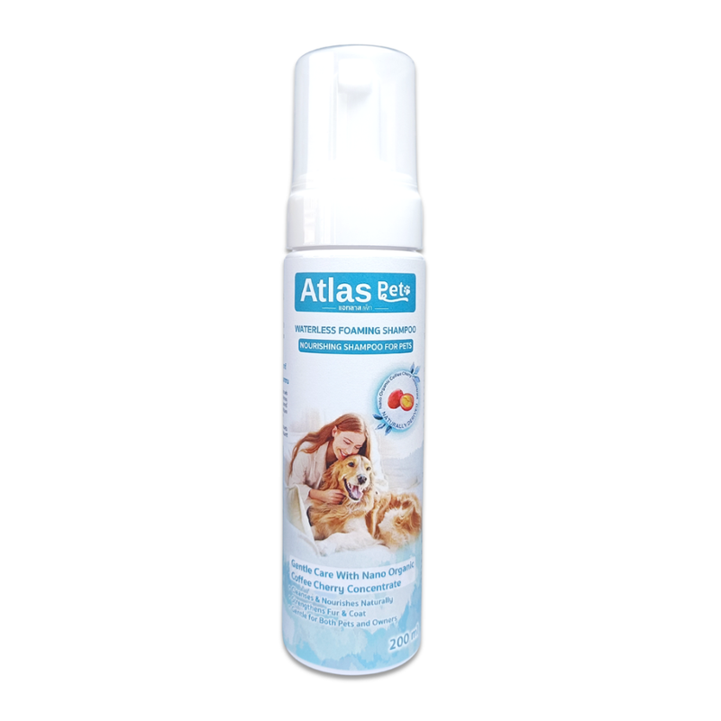 ATLAS PET WATERLESS FOAMING SHAMPOO WITH FRUITTY SCENTED 2% (PUMP) 200ml.