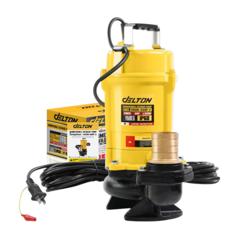 DELTON ปั๊มแช่ดูดโคลน 2 นิ้ว 1,500W 2HP มอเตอร์แกนทองแดงแท้ 100% Divo สายไฟยาวพิเศษ 10 เมตร รุ่น DSSW-668P-2 (2 นิ้ว)