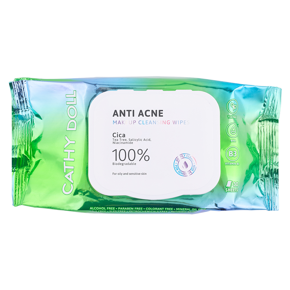 Cathy Doll Anti Acne Makeup Cleansing Wipes 30Sheets