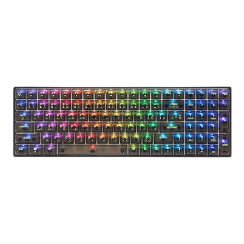WIRELESS KEYBOARD (คีย์บอร์ดไร้สาย) NUBWO X38 BARRAHZ (TRANSPARENT BLACK-GREEN) (CIY RED SWITCH RGB EN/TH)