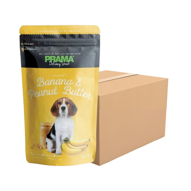 [6 ซอง] PRAMA Delicacy Snack พราม่า ขนมสุนัข รสผลไม้ ขนาด 70 กรัม / รสกล้วย